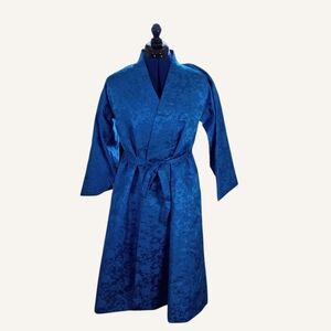 Handmade Blue Women's Kimono Robe Fully Lined In Green